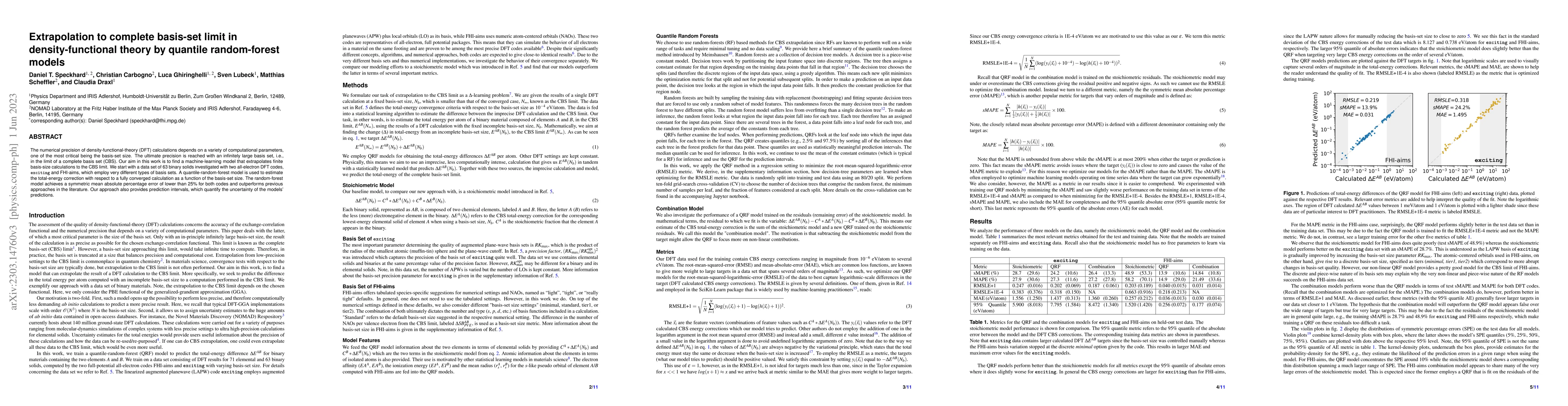 Thumbnail for Extrapolation to complete basis-set limit in density-functional theory
  by quantile random-forest models