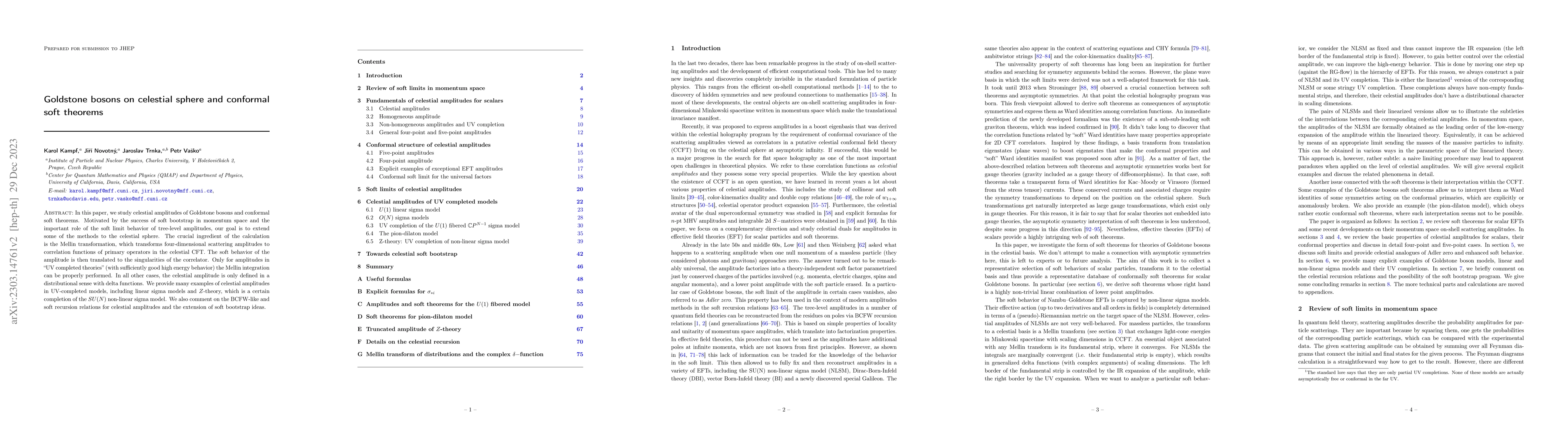 Thumbnail for Goldstone bosons on celestial sphere and conformal soft theorems