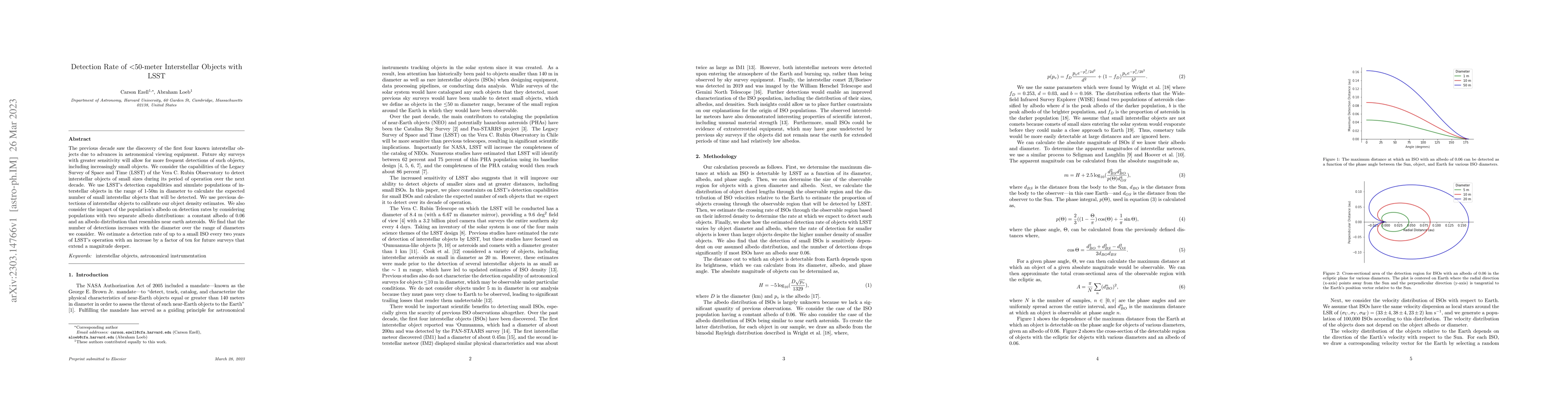 Thumbnail for Detection Rate of <50-meter Interstellar Objects with LSST
