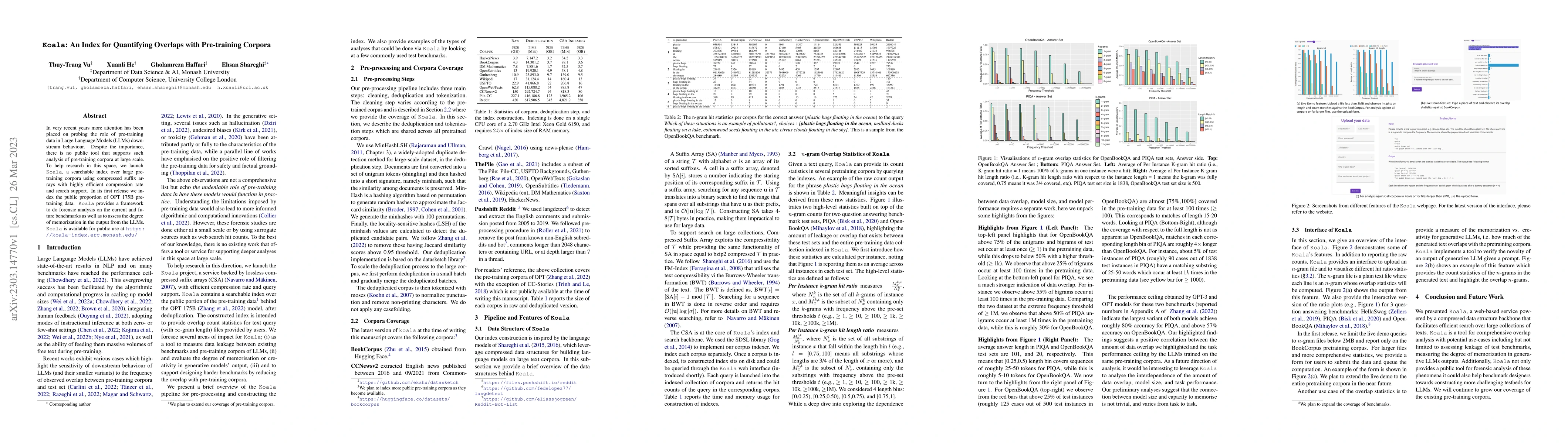 Thumbnail for Koala: An Index for Quantifying Overlaps with Pre-training Corpora