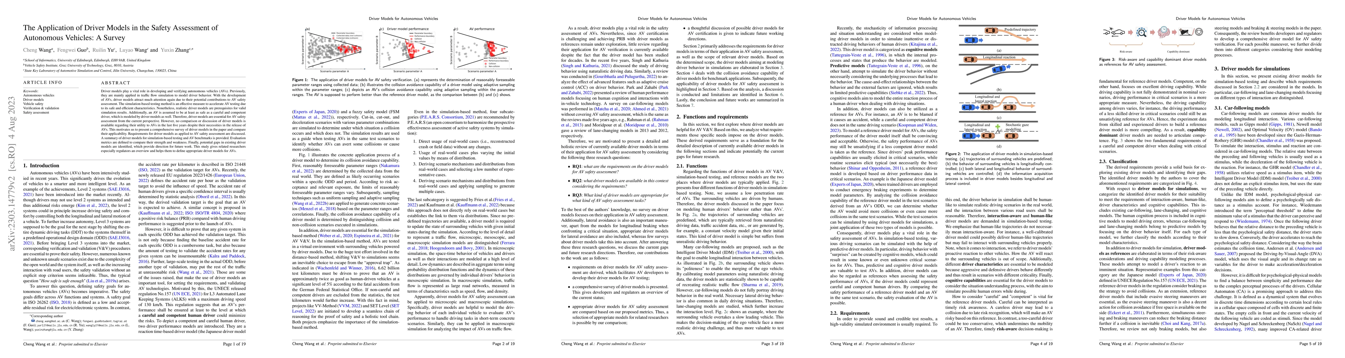 Thumbnail for The Application of Driver Models in the Safety Assessment of Autonomous
  Vehicles: A Survey