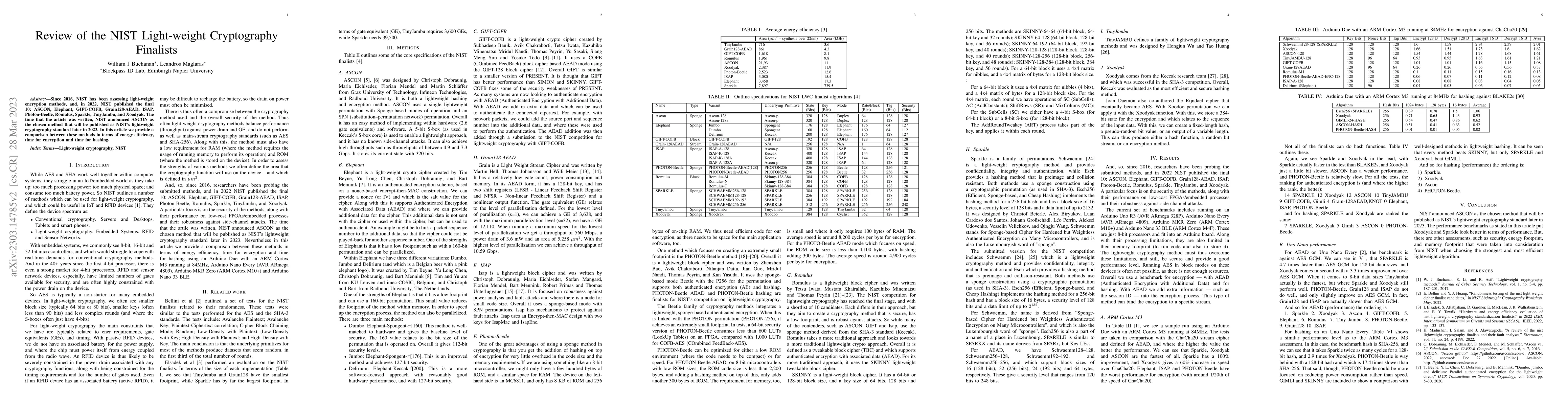 Thumbnail for Review of the NIST Light-weight Cryptography Finalists