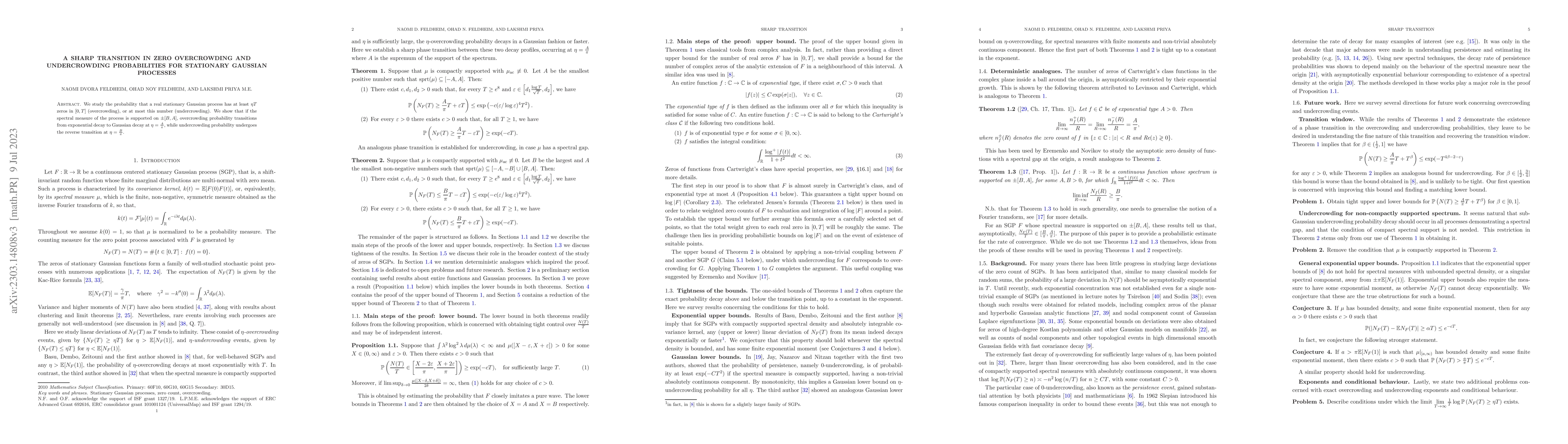Thumbnail for A sharp transition in zero overcrowding and undercrowding probabilities
  for Stationary Gaussian Processes
