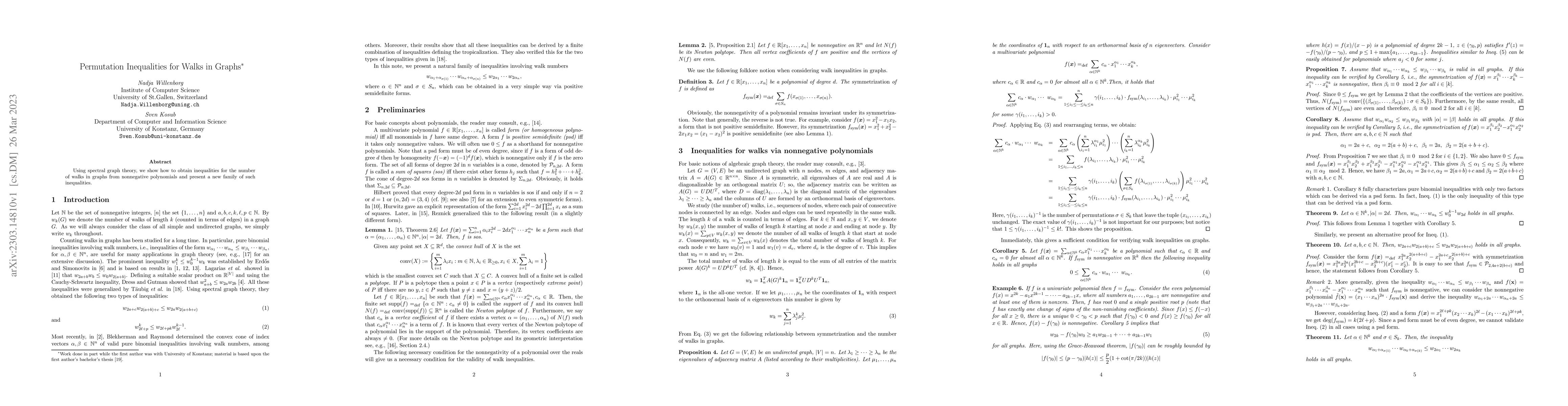 Thumbnail for Permutation Inequalities for Walks in Graphs