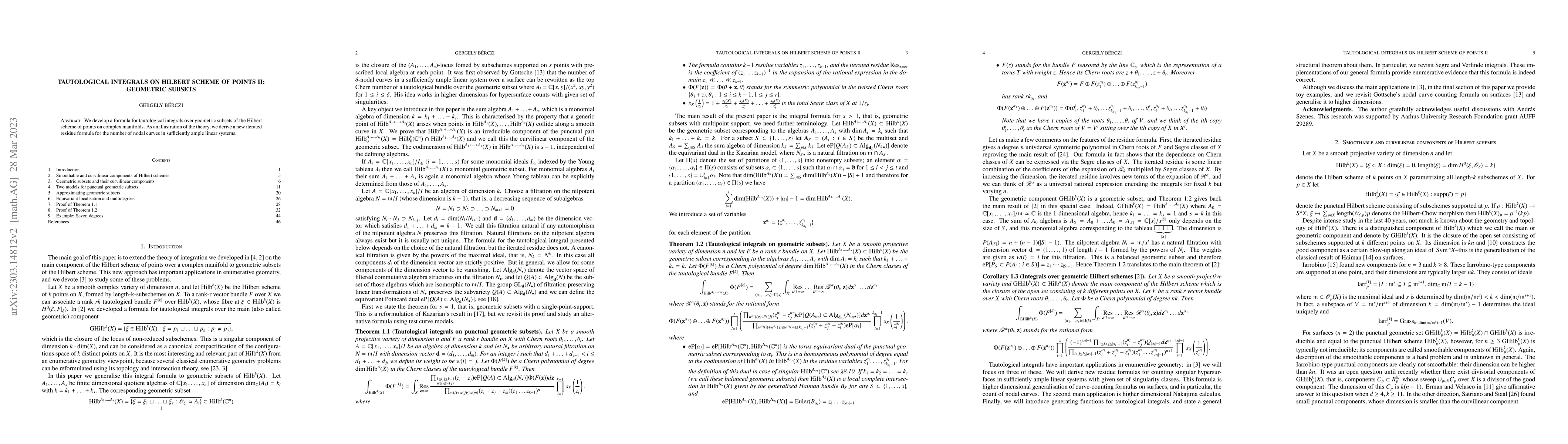 Thumbnail for Tautological integrals on Hilbert scheme of points II: Geometric subsets