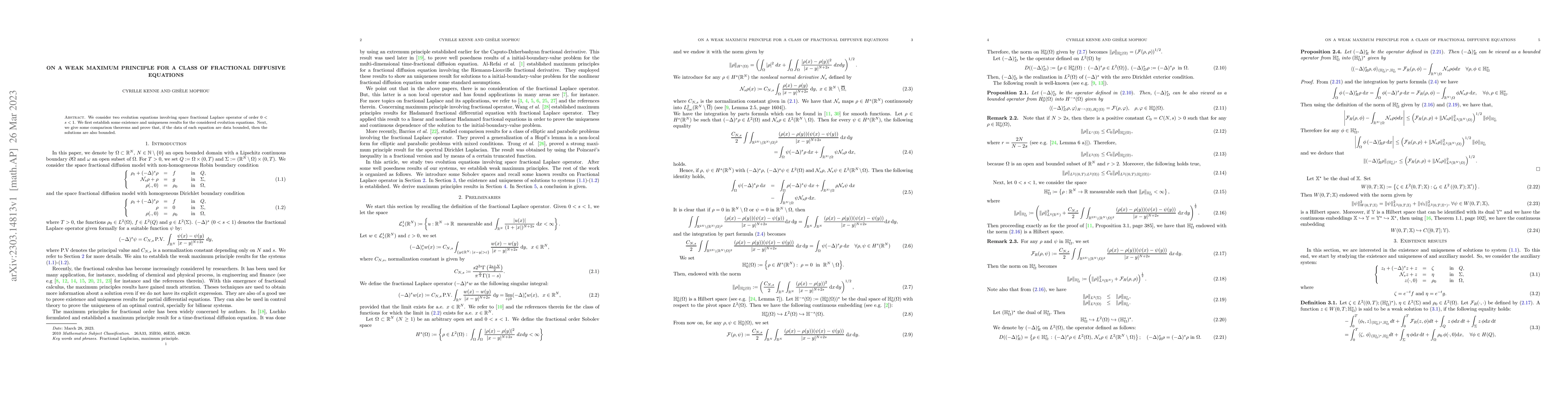 Thumbnail for On a weak maximum principle for a class of fractional diffusive
  equations