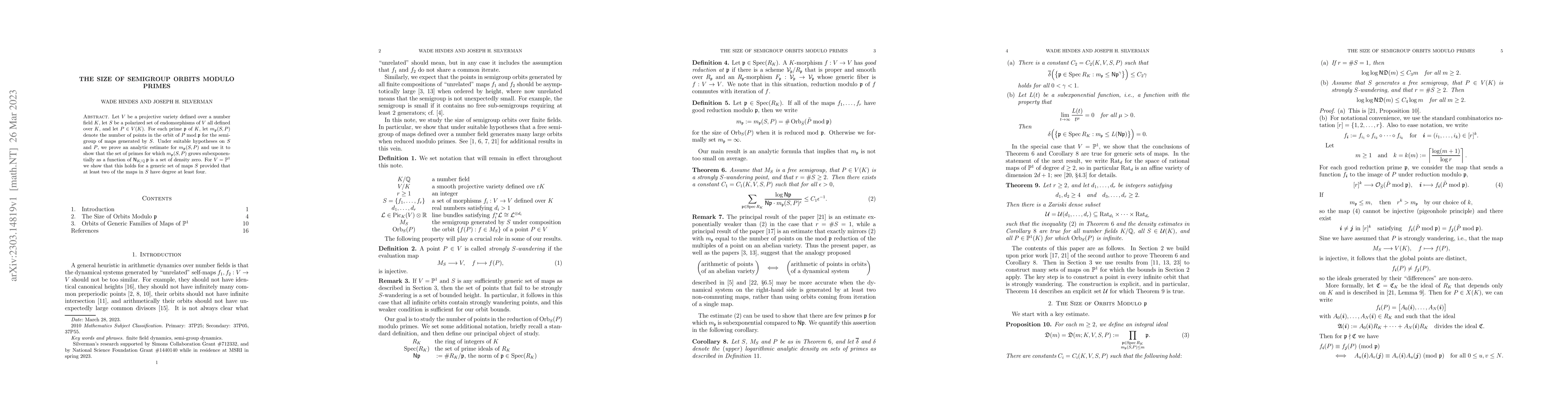 Thumbnail for The size of semigroup orbits modulo primes