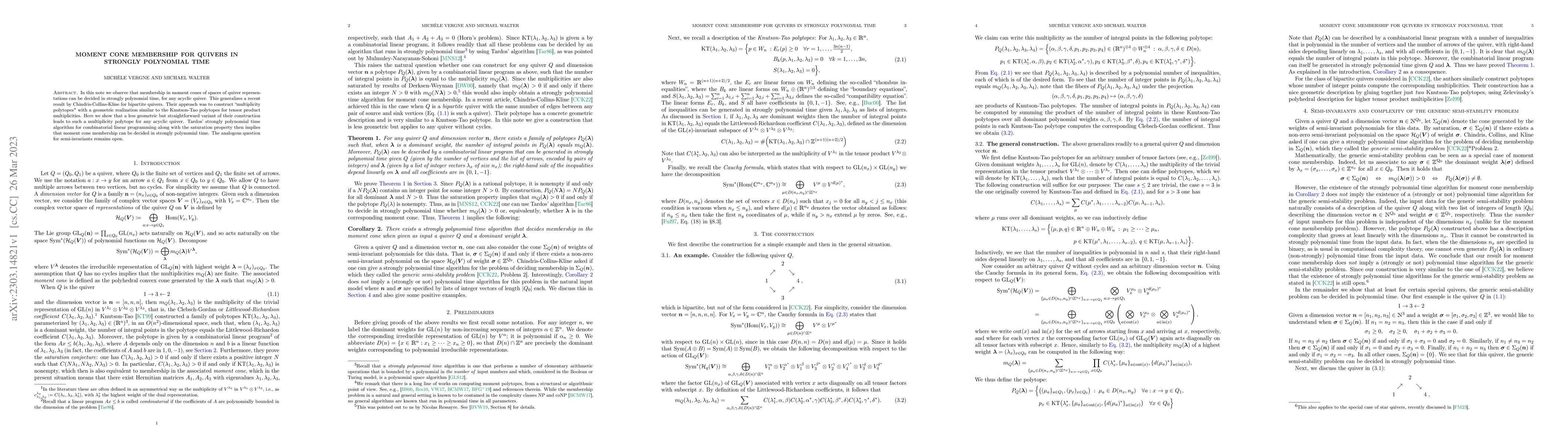 Thumbnail for Moment cone membership for quivers in strongly polynomial time