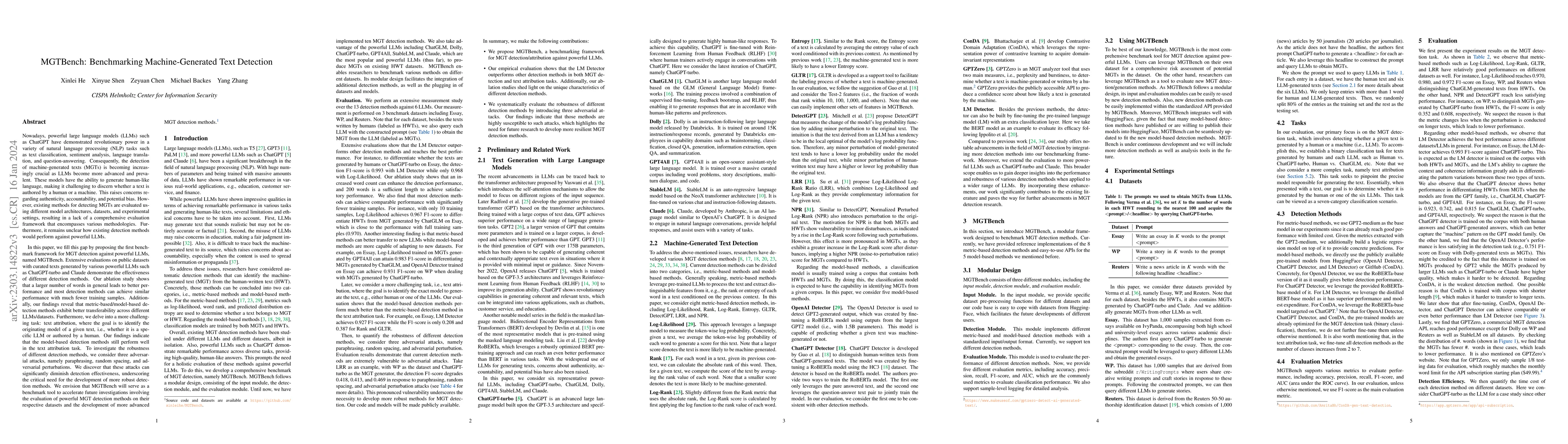 Thumbnail for MGTBench: Benchmarking Machine-Generated Text Detection