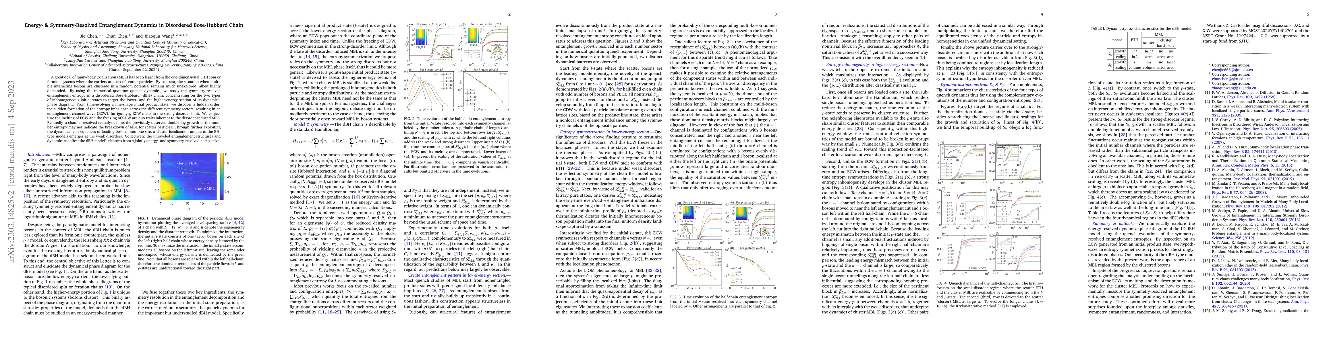 Thumbnail for Energy- & Symmetry-Resolved Entanglement Dynamics in Disordered
  Bose-Hubbard Chain