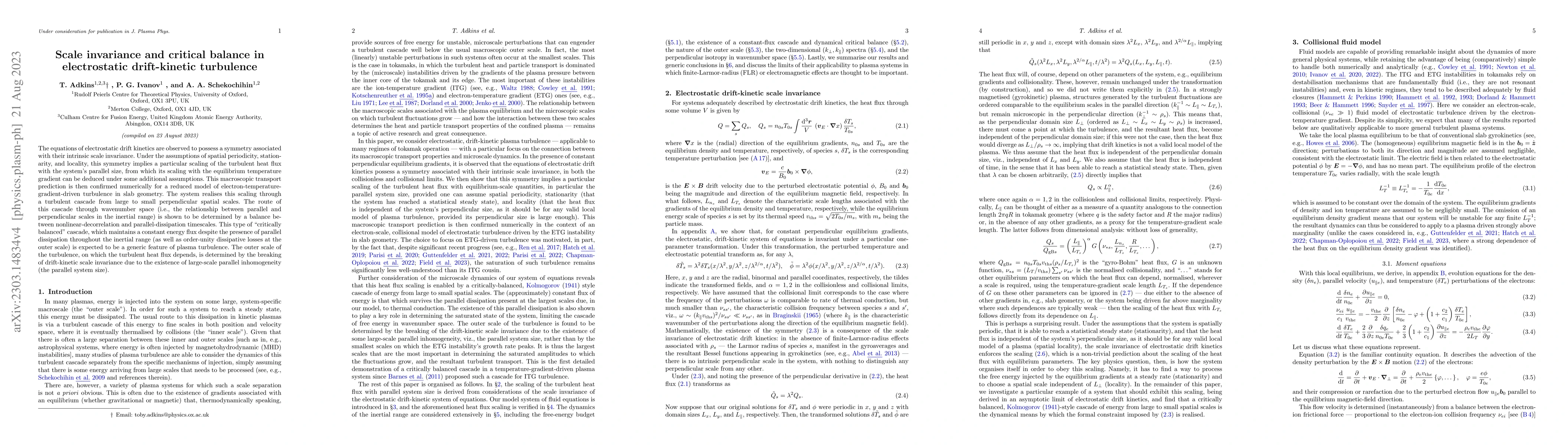 Thumbnail for Scale invariance and critical balance in electrostatic drift-kinetic
  turbulence