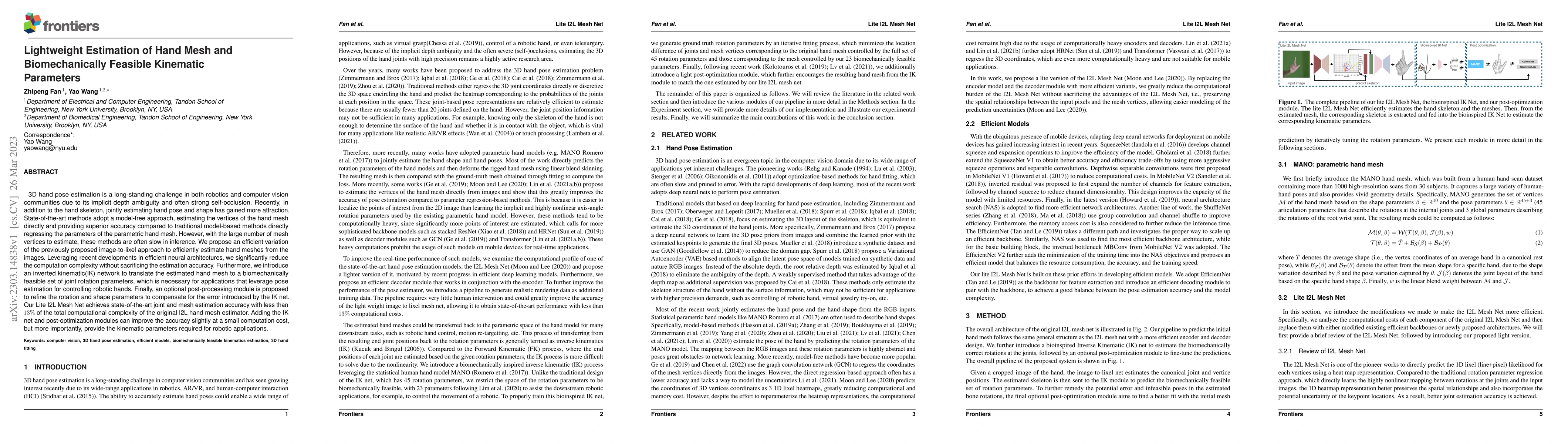 Thumbnail for Lightweight Estimation of Hand Mesh and Biomechanically Feasible
  Kinematic Parameters