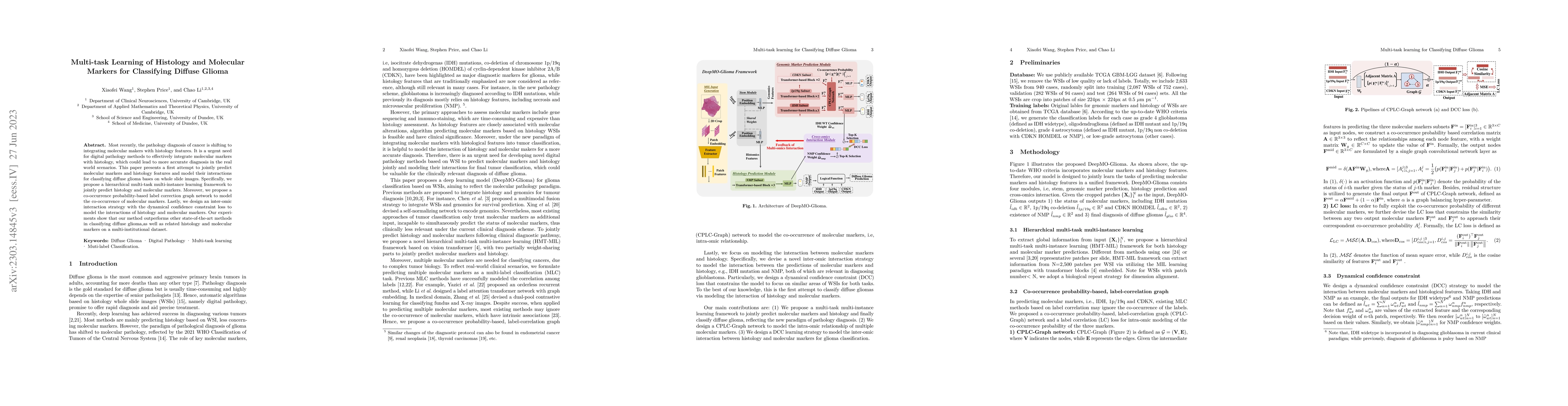 Thumbnail for Multi-task Learning of Histology and Molecular Markers for Classifying
  Diffuse Glioma