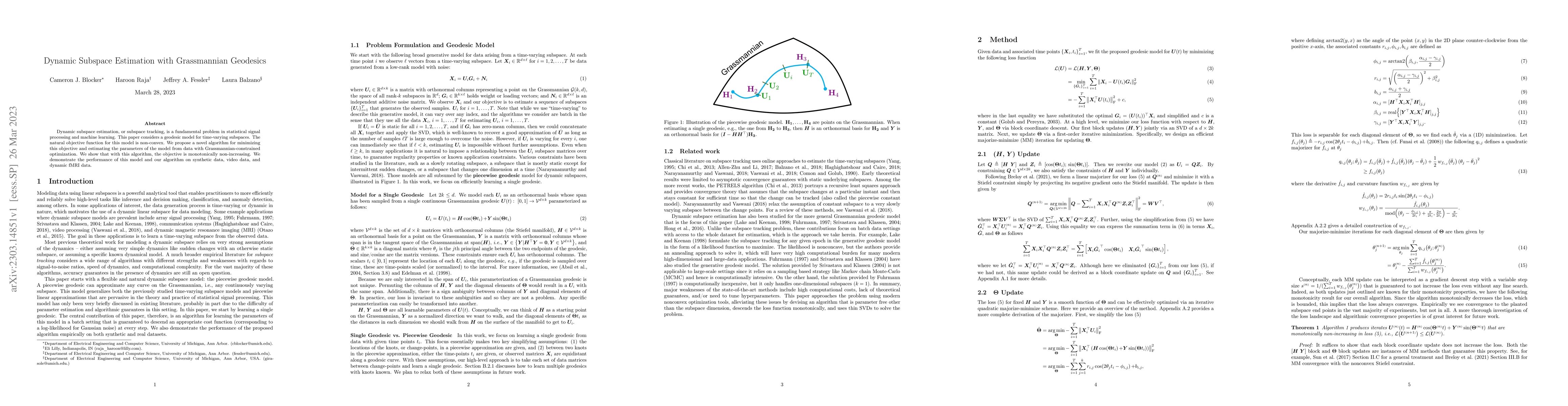 Thumbnail for Dynamic Subspace Estimation with Grassmannian Geodesics
