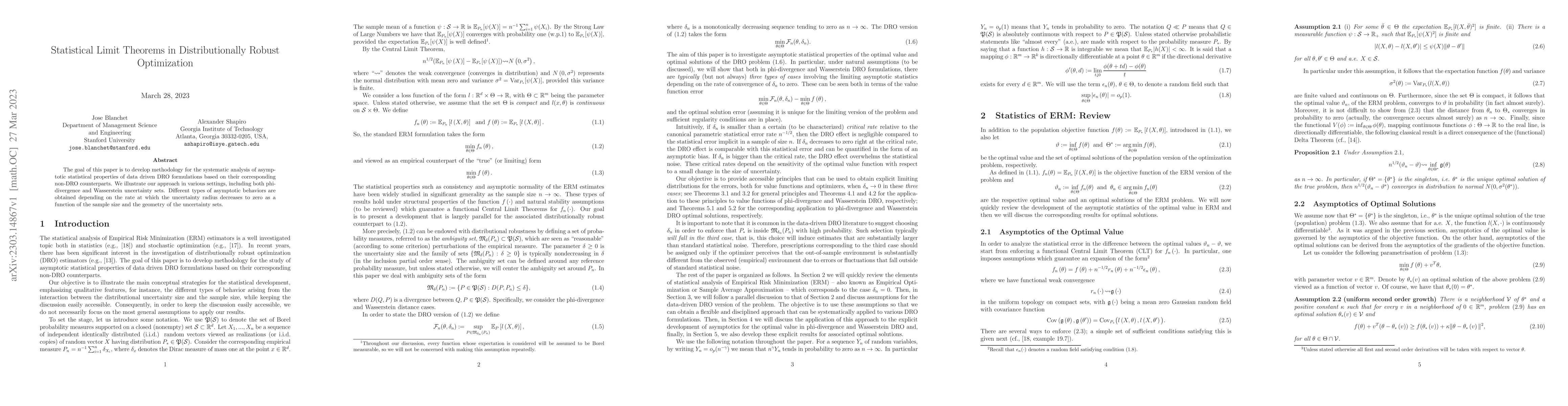 Thumbnail for Statistical Limit Theorems in Distributionally Robust Optimization