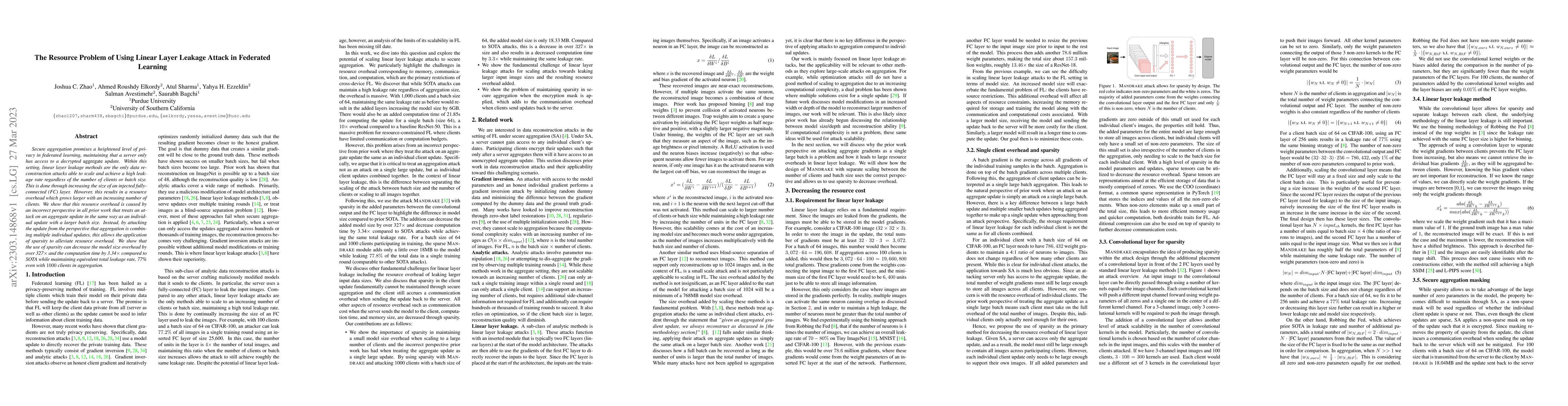 Thumbnail for The Resource Problem of Using Linear Layer Leakage Attack in Federated
  Learning