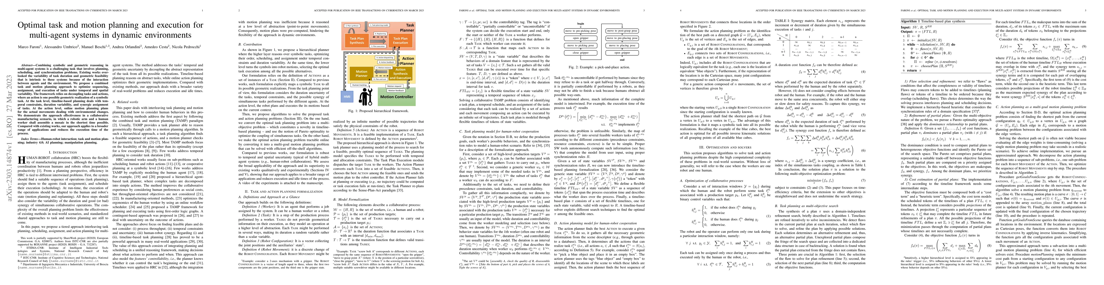 Thumbnail for Optimal task and motion planning and execution for human-robot
  multi-agent systems in dynamic environments