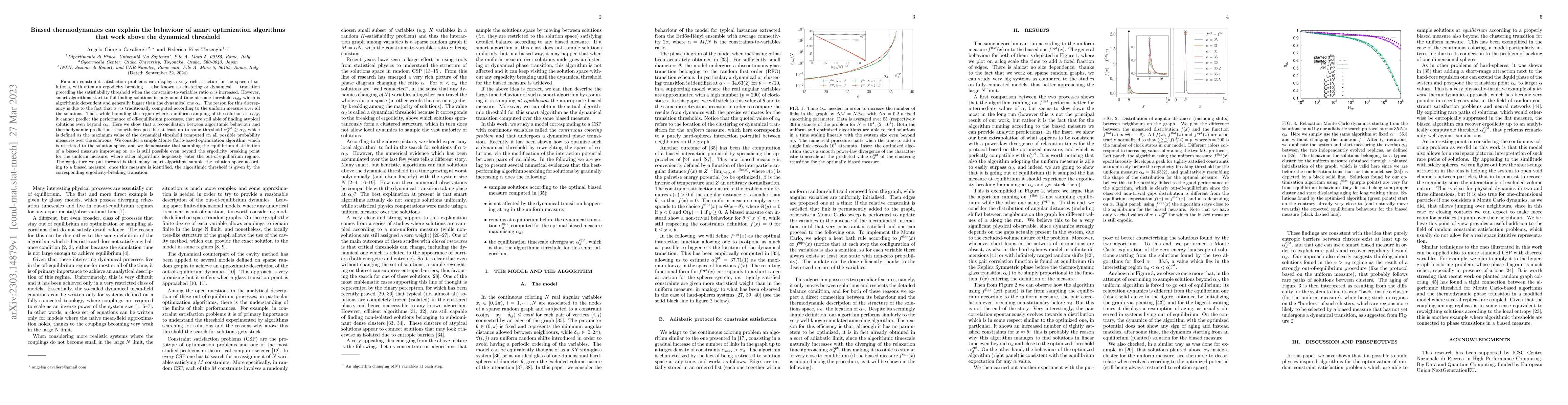 Thumbnail for Biased thermodynamics can explain the behaviour of smart optimization
  algorithms that work above the dynamical threshold