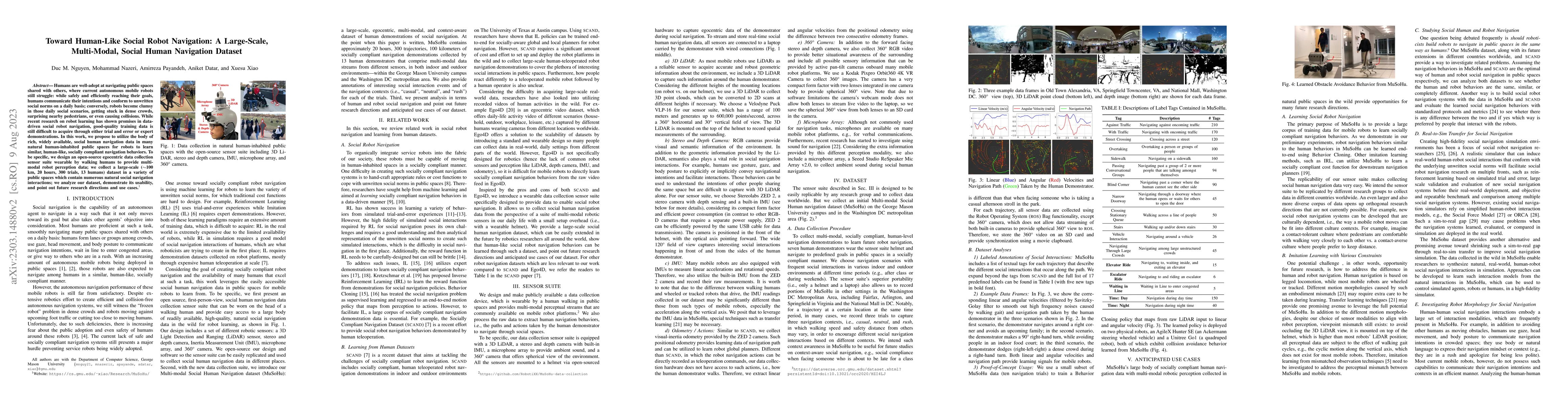Thumbnail for Toward Human-Like Social Robot Navigation: A Large-Scale, Multi-Modal,
  Social Human Navigation Dataset