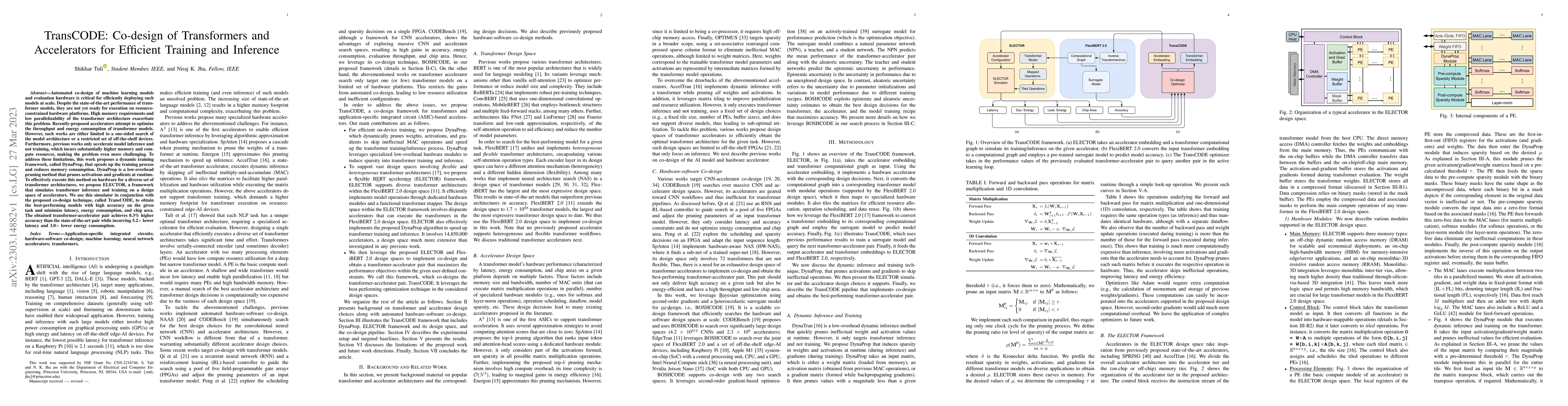 Thumbnail for TransCODE: Co-design of Transformers and Accelerators for Efficient
  Training and Inference
