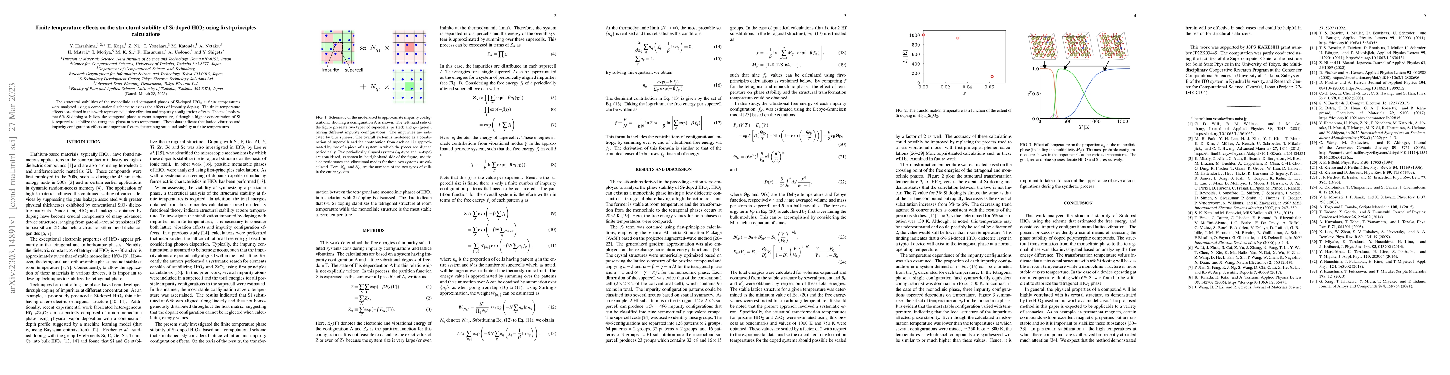 Thumbnail for Finite temperature effects on the structural stability of Si-doped
  HfO$_{2}$ using first-principles calculations