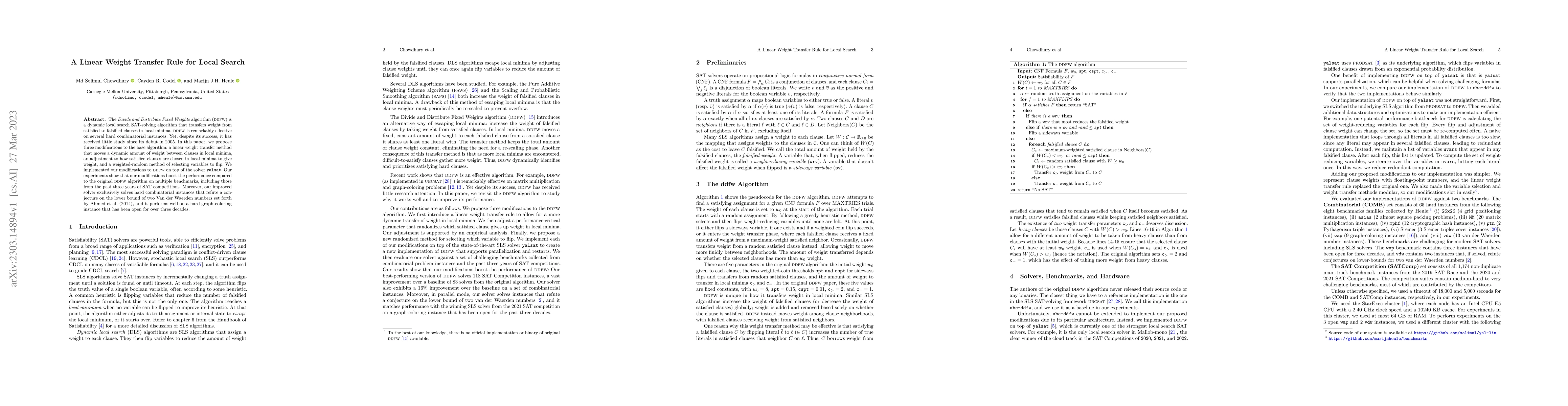 Thumbnail for A Linear Weight Transfer Rule for Local Search
