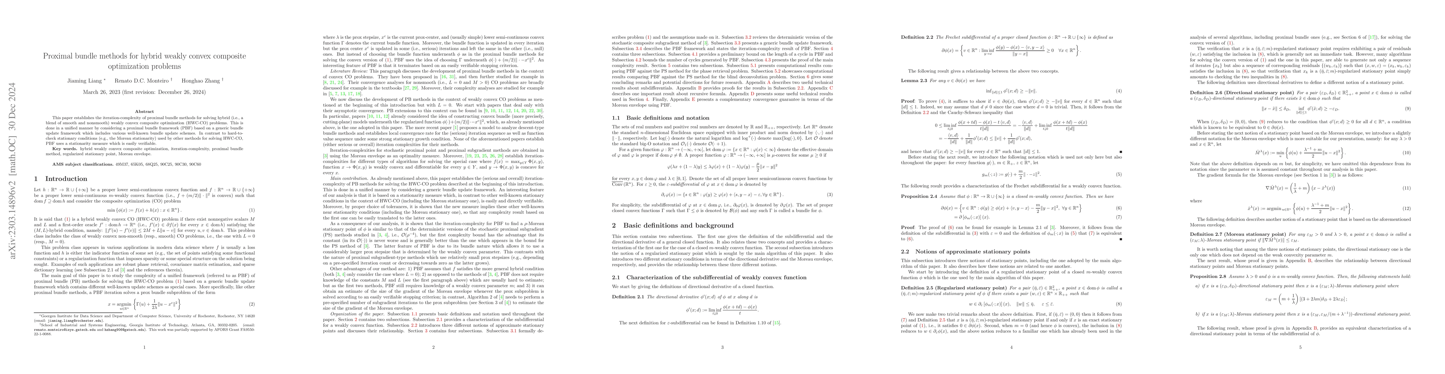 Thumbnail for Proximal bundle methods for hybrid weakly convex composite optimization
  problems