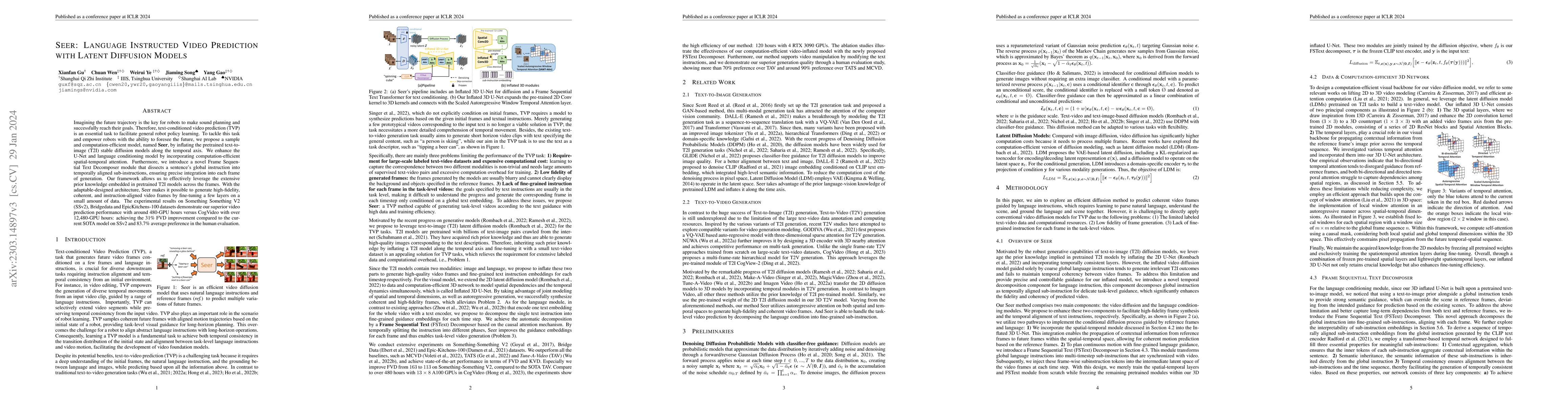 Thumbnail for Seer: Language Instructed Video Prediction with Latent Diffusion Models