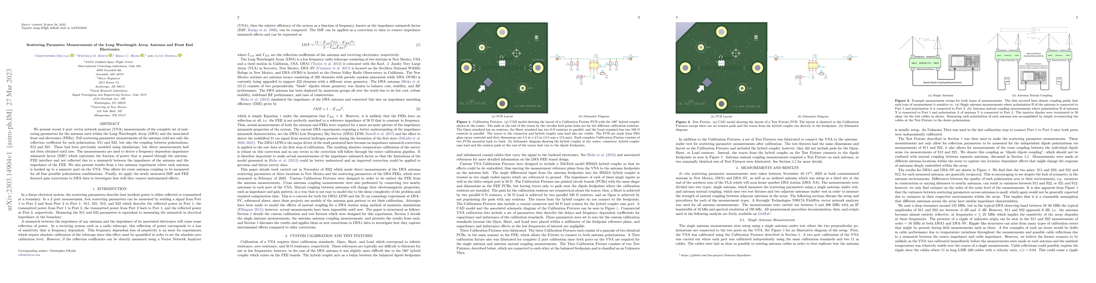 Thumbnail for Scattering Parameter Measurements of the Long Wavelength Array Antenna
  and Front End Electronics