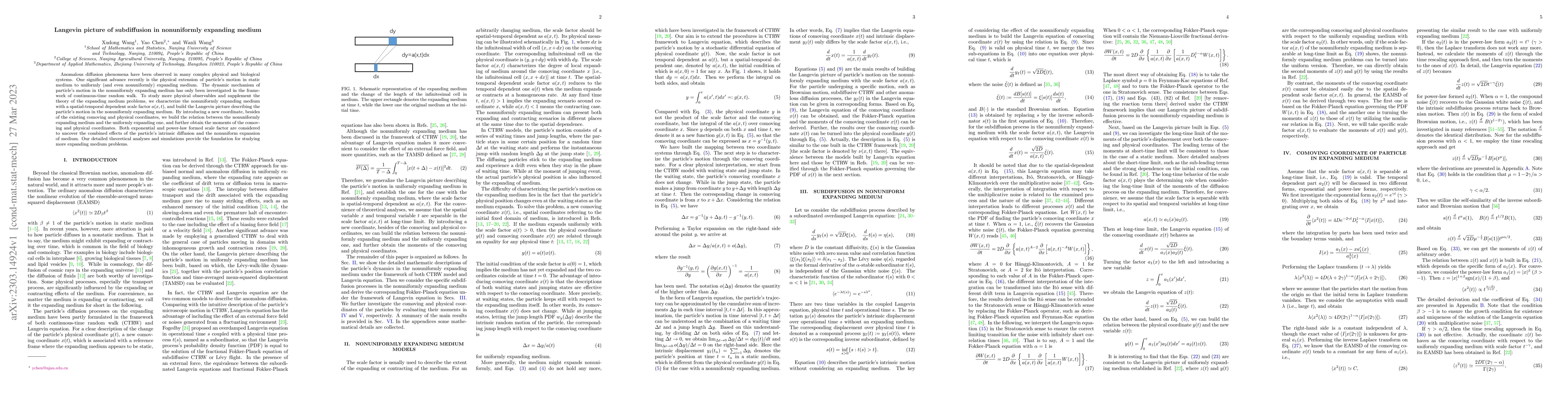 Thumbnail for Langevin picture of subdiffusion in nonuniformly expanding medium
