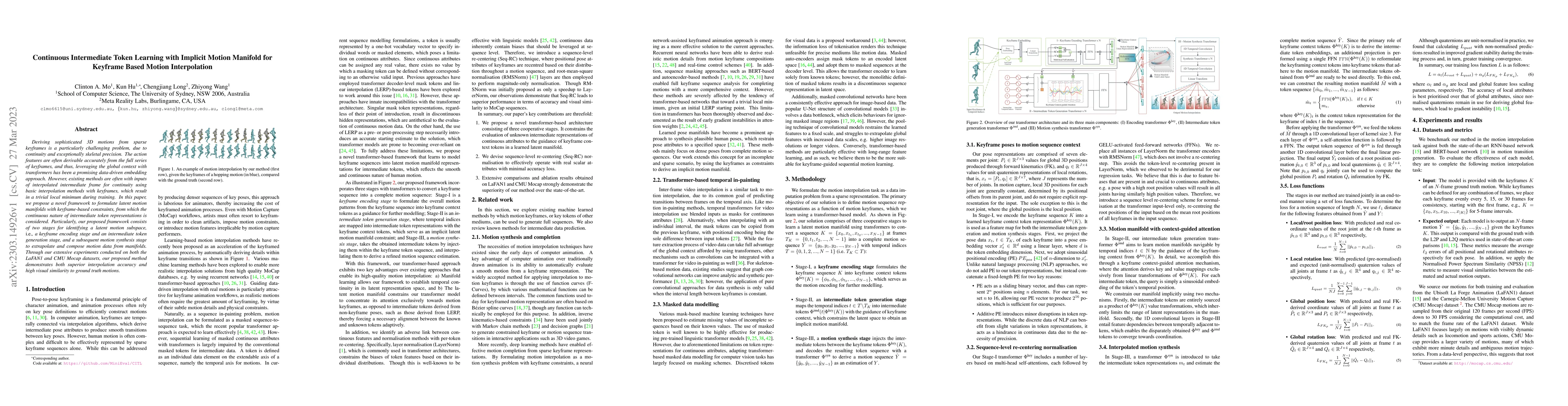Thumbnail for Continuous Intermediate Token Learning with Implicit Motion Manifold for
  Keyframe Based Motion Interpolation