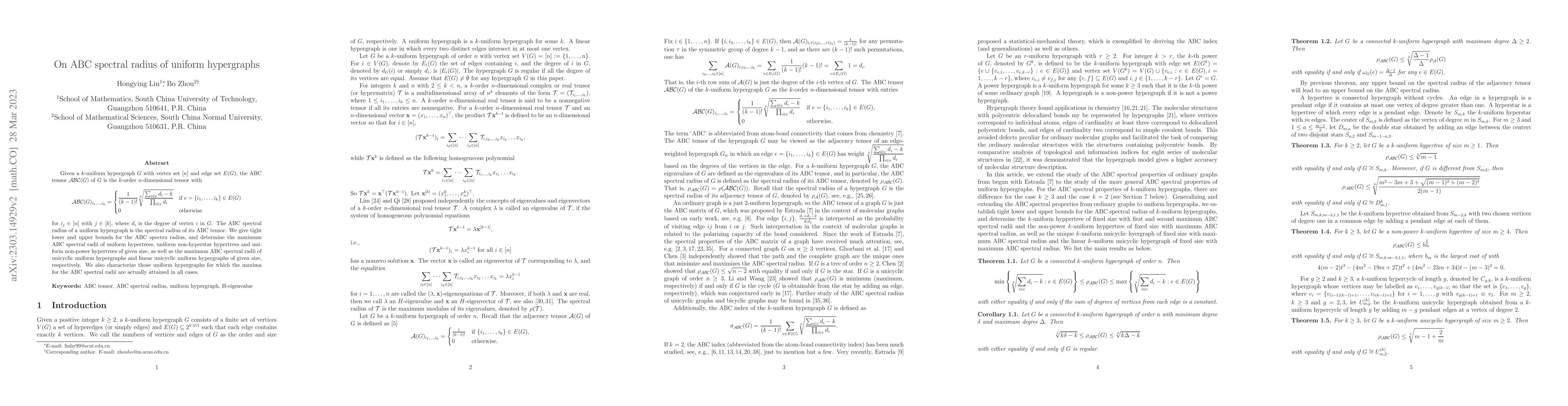 Thumbnail for On ABC spectral radius of uniform hypergraphs