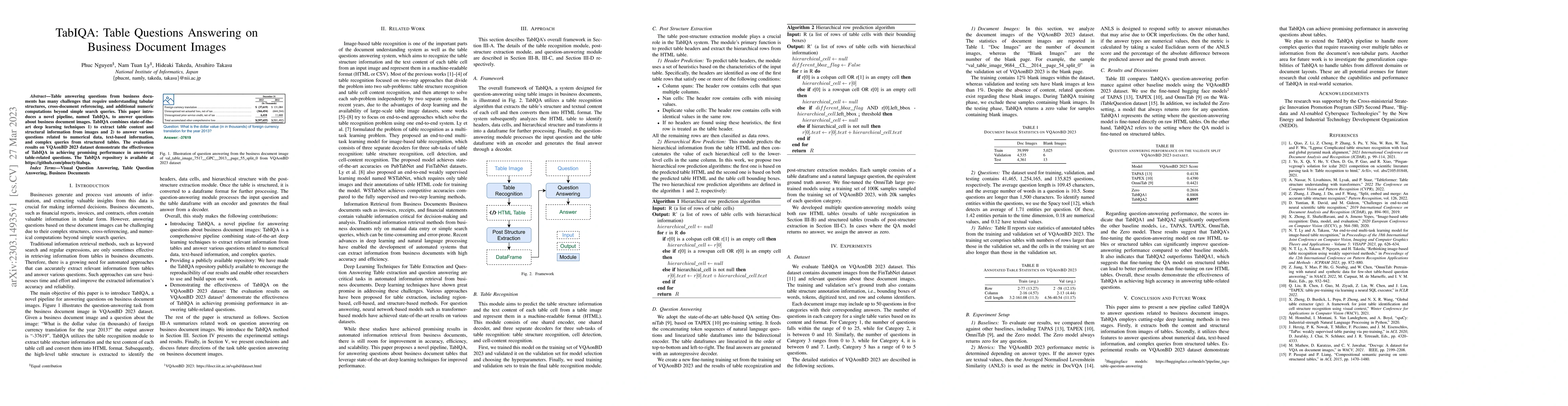 Thumbnail for TabIQA: Table Questions Answering on Business Document Images