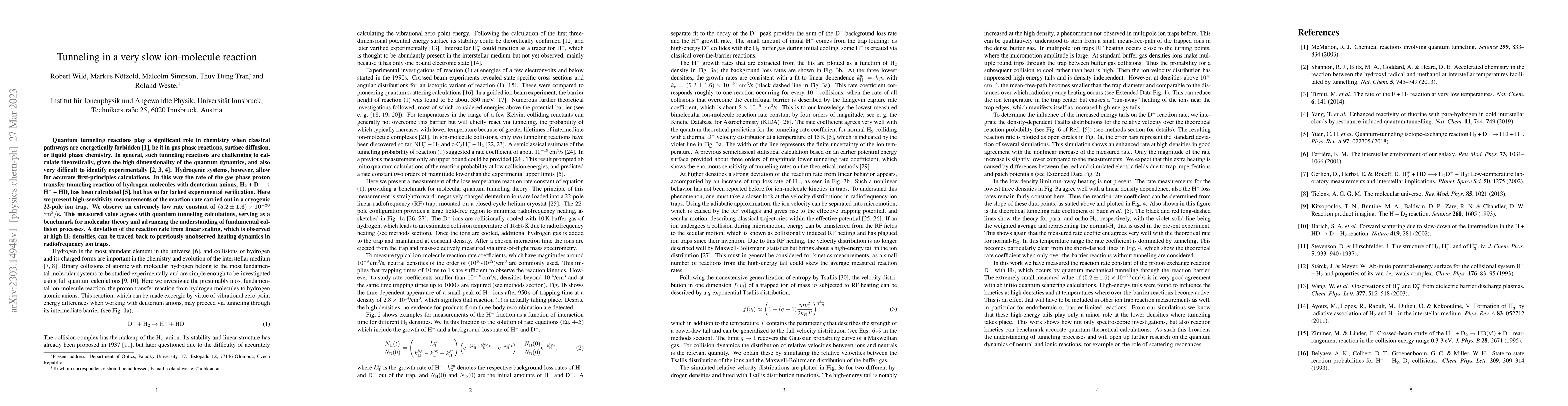 Thumbnail for Tunneling in a very slow ion-molecule reaction