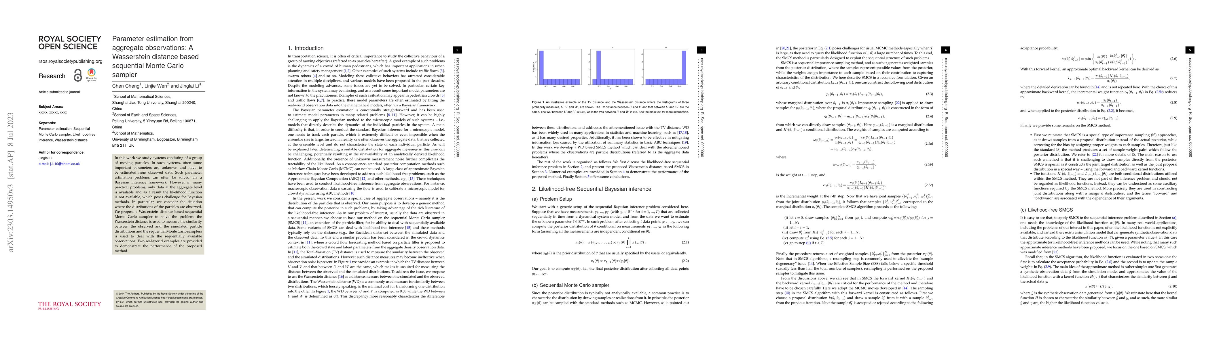 Thumbnail for Parameter estimation from aggregate observations: A Wasserstein distance
  based sequential Monte Carlo sampler
