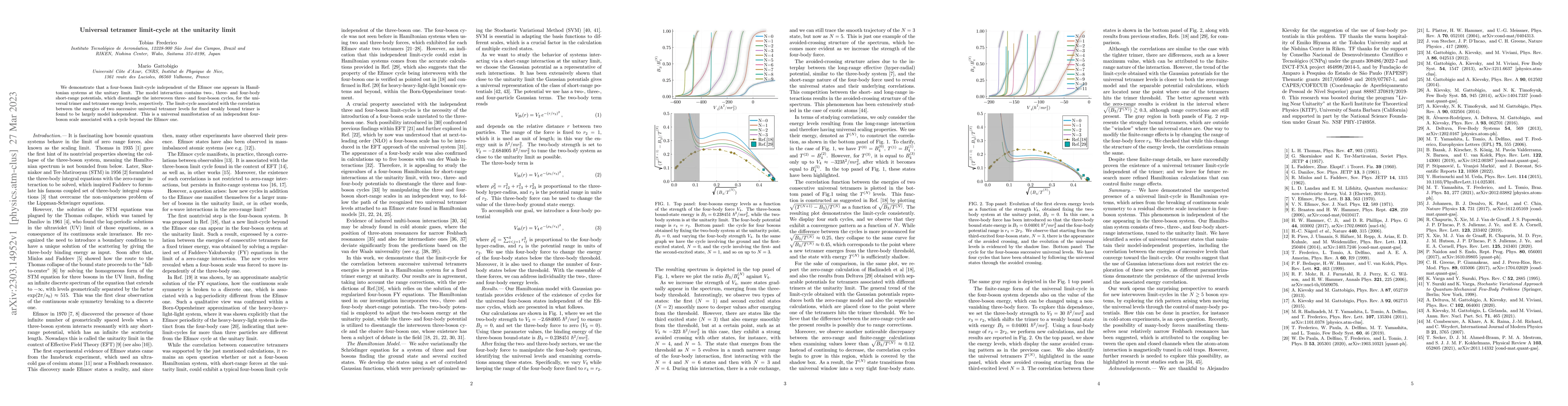 Thumbnail for Universal tetramer limit-cycle at the unitarity limit