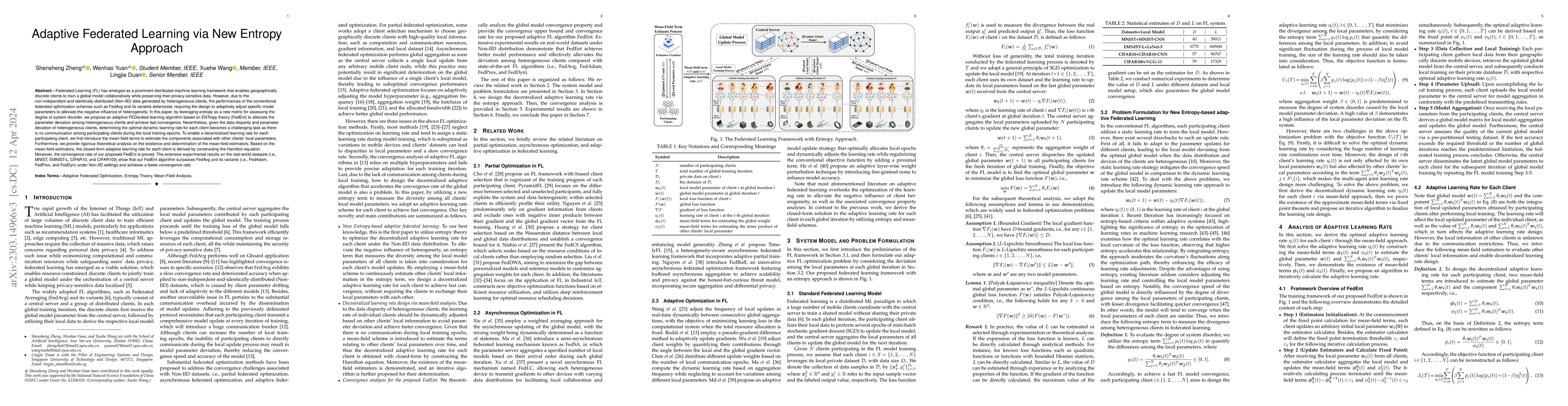 Thumbnail for Adaptive Federated Learning via New Entropy Approach