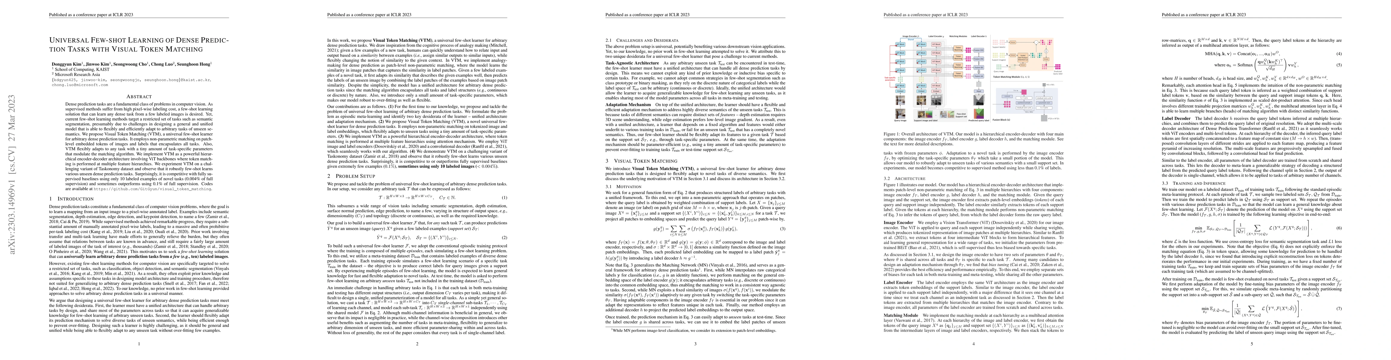 Thumbnail for Universal Few-shot Learning of Dense Prediction Tasks with Visual Token
  Matching