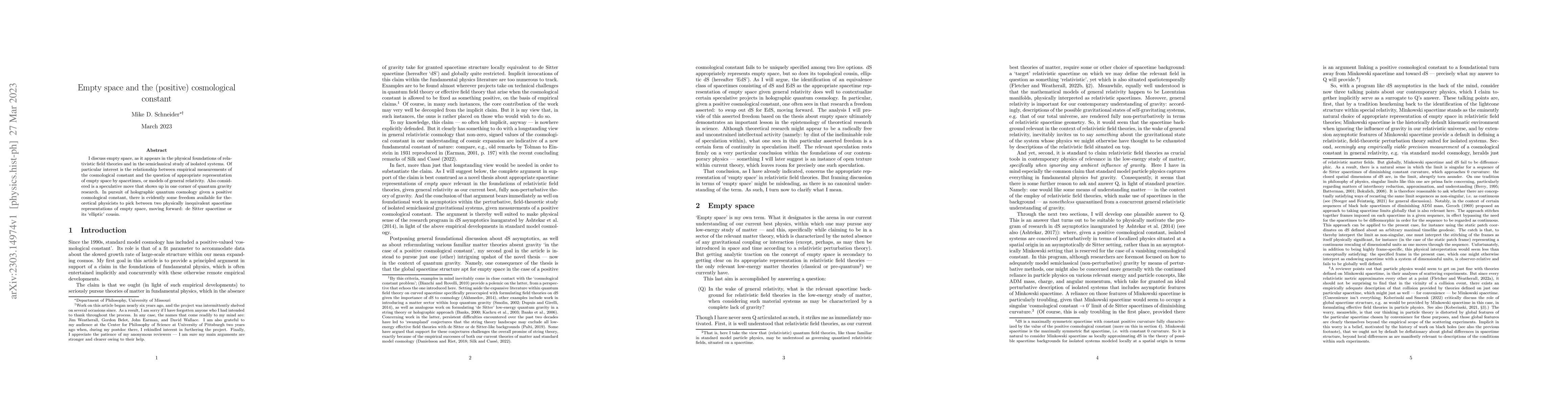 Thumbnail for Empty space and the (positive) cosmological constant
