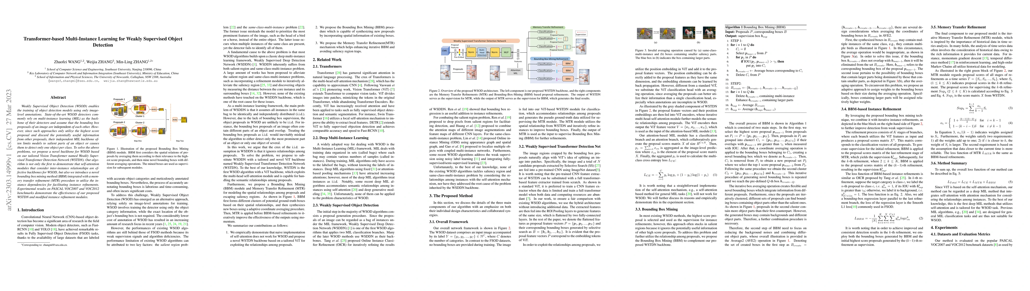 Thumbnail for Transformer-based Multi-Instance Learning for Weakly Supervised Object
  Detection