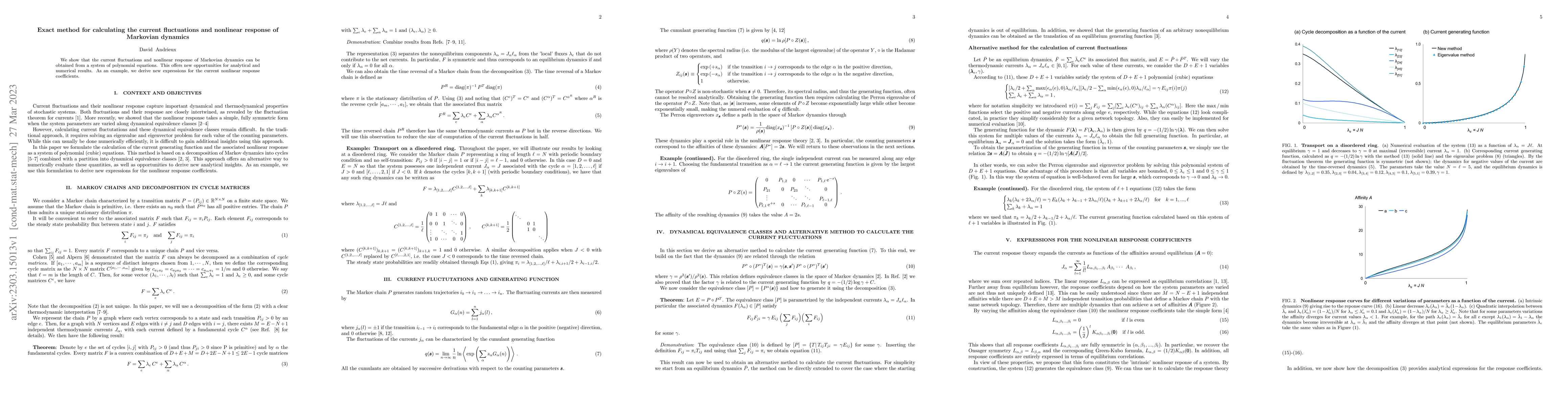 Thumbnail for Exact method for calculating the current fluctuations and nonlinear
  response of Markovian dynamics