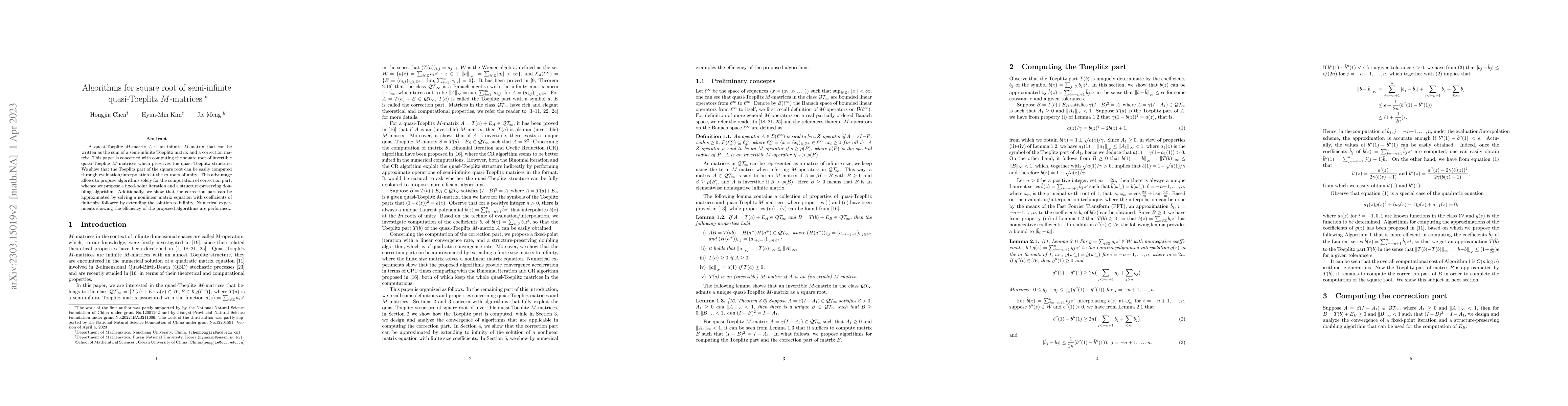 Thumbnail for Algorithms for square root of semi-infinite quasi-Toeplitz $M$-matrices
