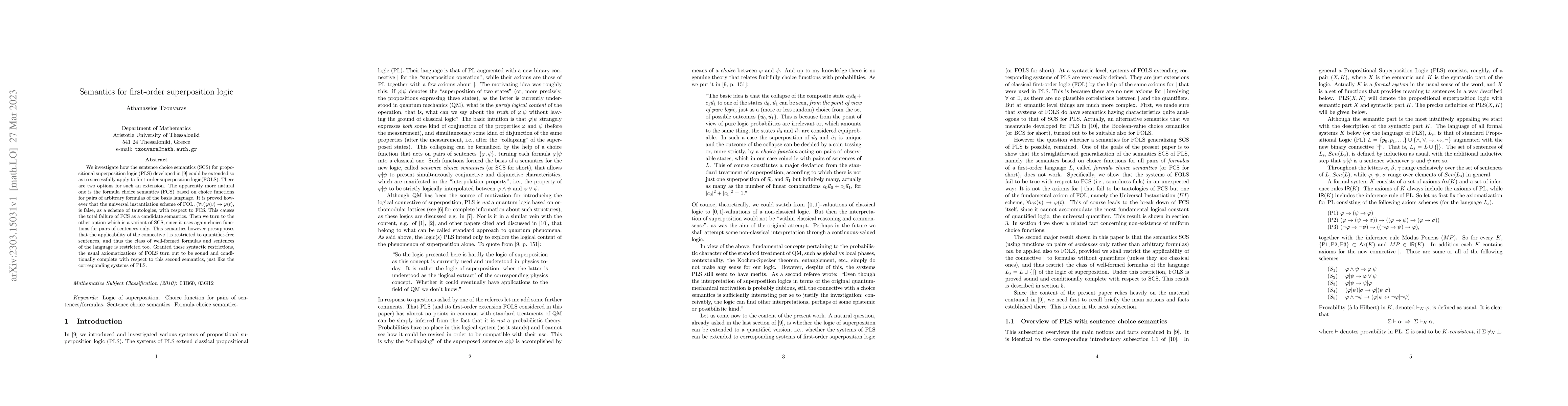 Thumbnail for Semantics for first-order superposition logic
