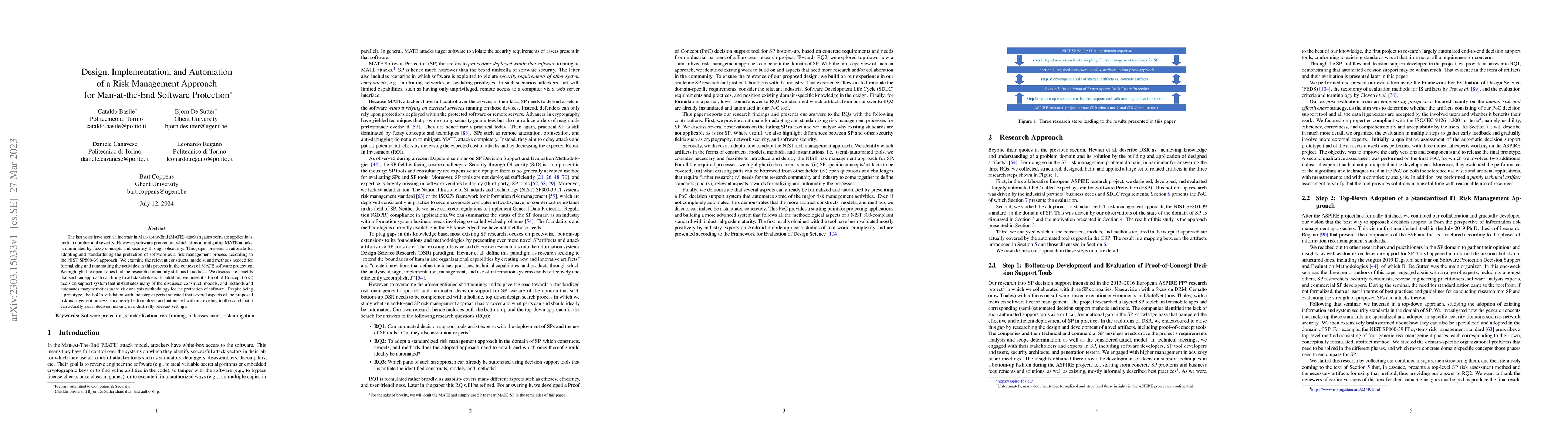 Thumbnail for Design, Implementation, and Automation of a Risk Management Approach for
  Man-at-the-End Software Protection