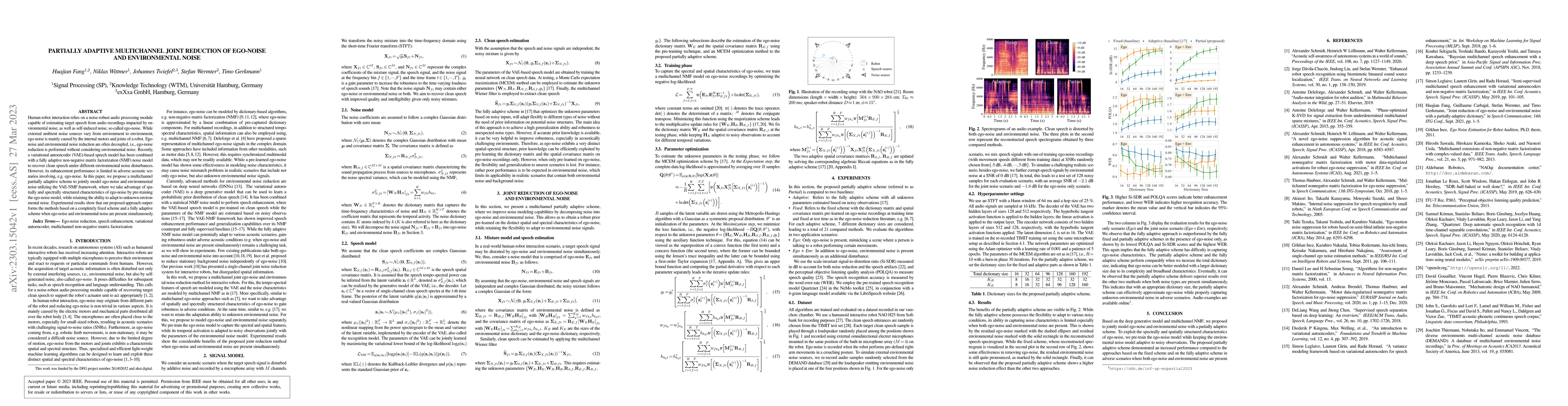 Thumbnail for Partially Adaptive Multichannel Joint Reduction of Ego-noise and
  Environmental Noise