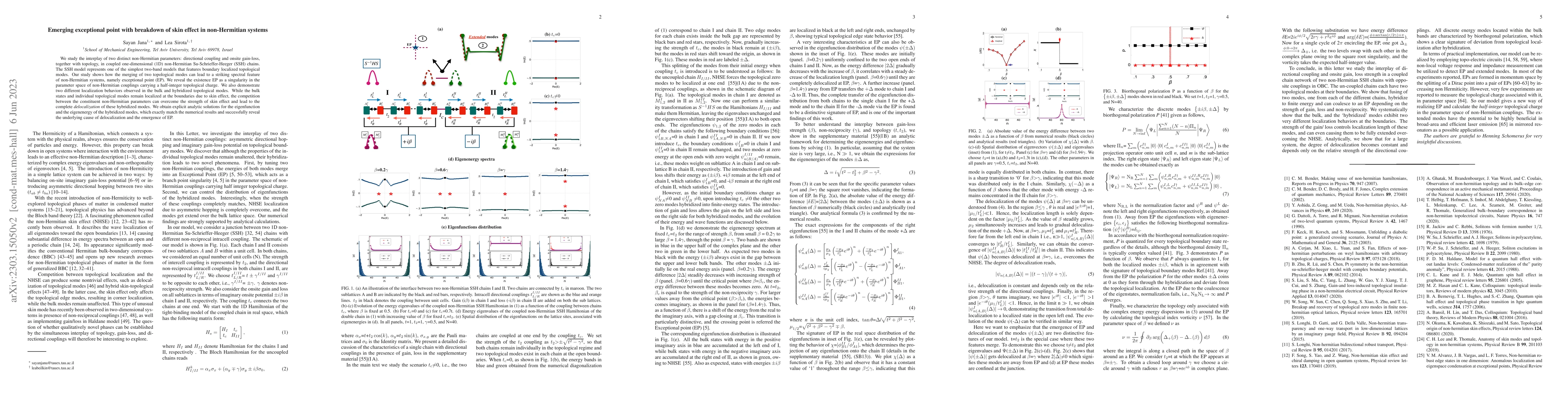 Thumbnail for Emerging exceptional point with breakdown of skin effect in
  non-Hermitian systems