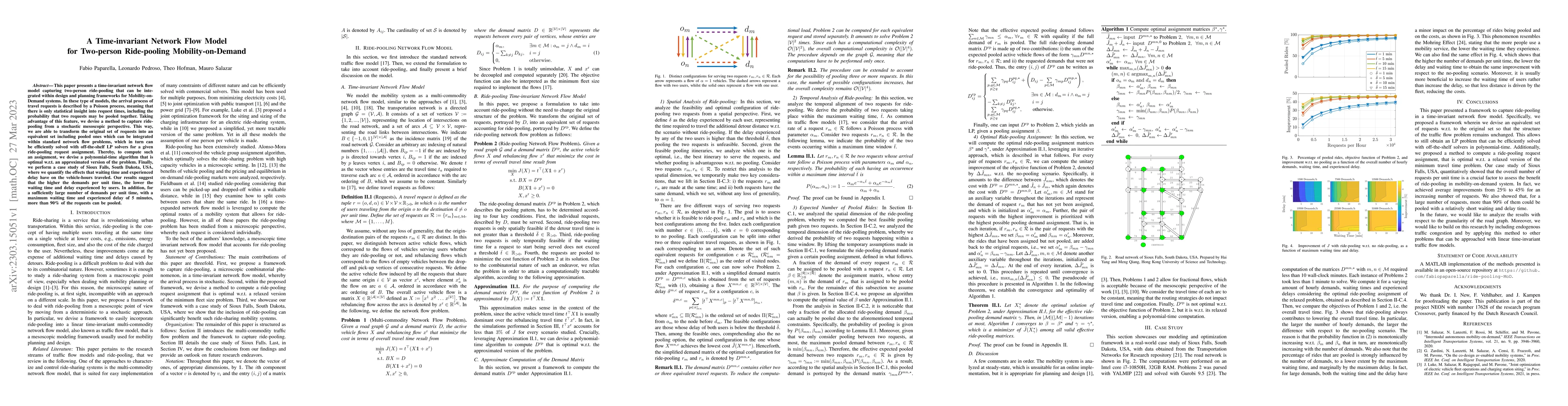 Thumbnail for A Time-invariant Network Flow Model for Two-person Ride-pooling
  Mobility-on-Demand