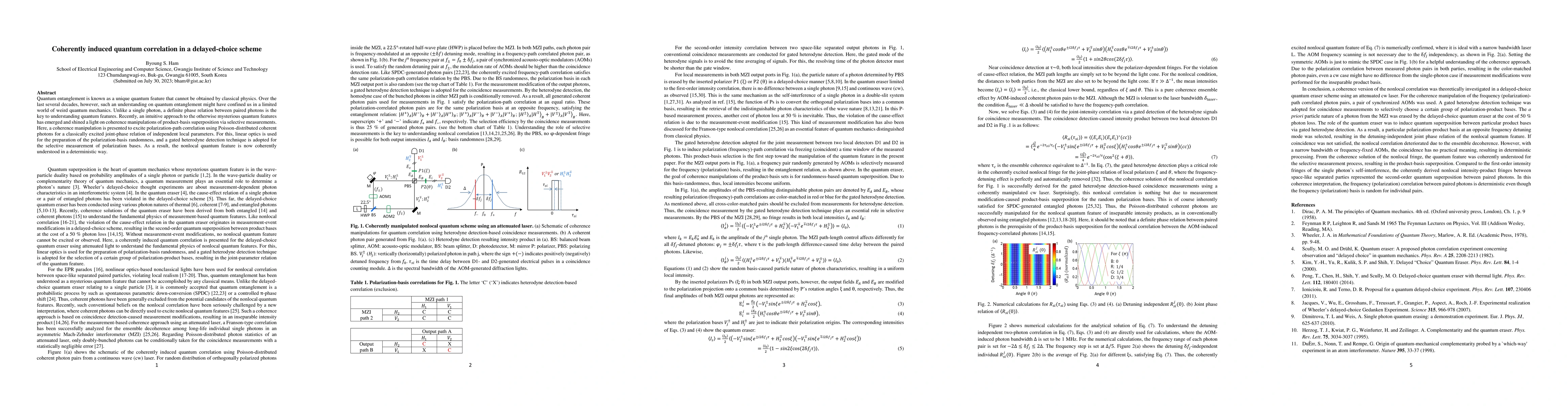 Thumbnail for Coherently induced quantum correlation in a delayed-choice scheme