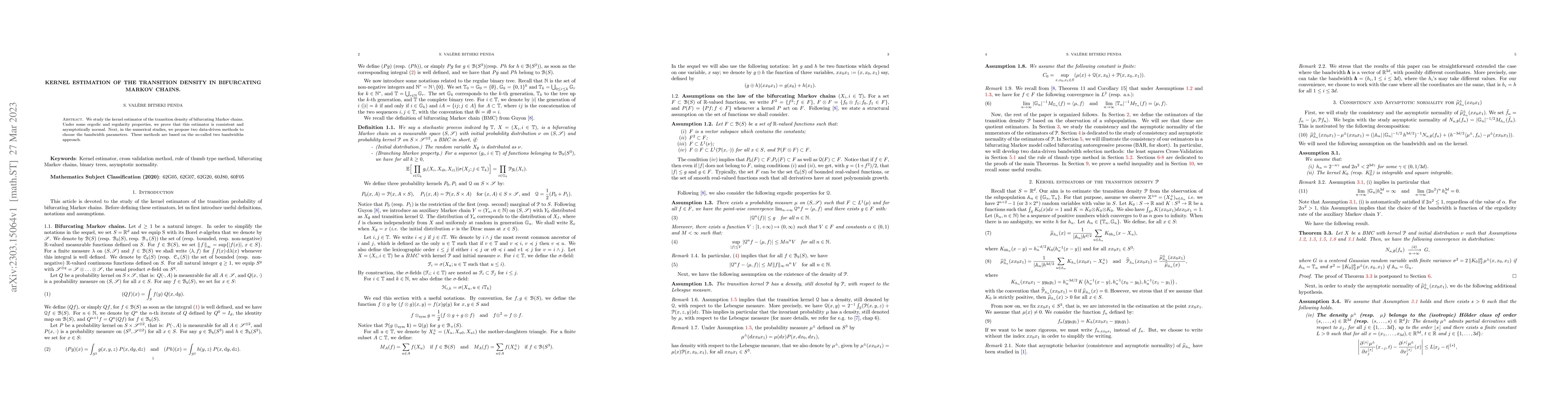 Thumbnail for Kernel estimation of the transition density in bifurcating Markov chains