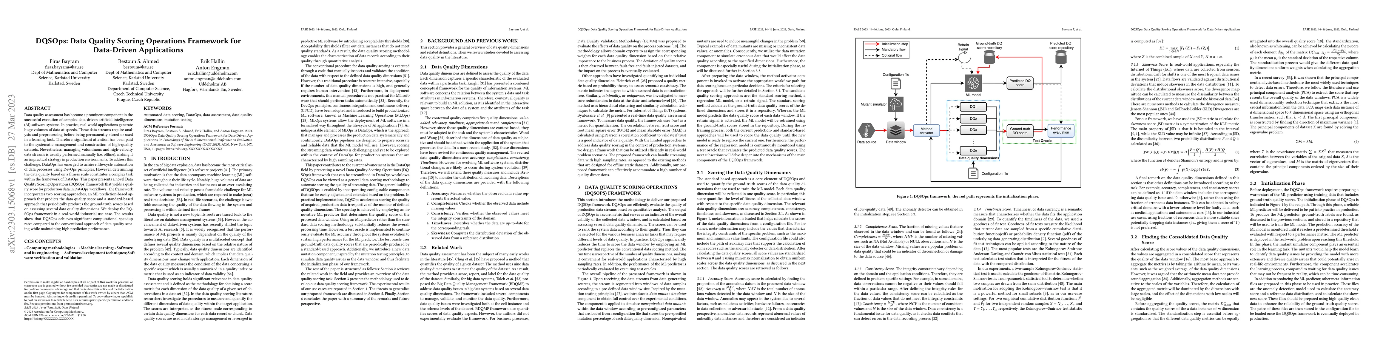 Thumbnail for DQSOps: Data Quality Scoring Operations Framework for Data-Driven
  Applications